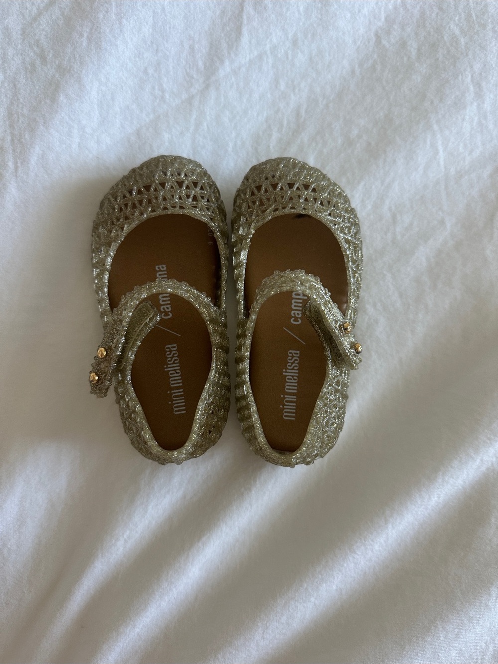 Mini Melissa Glitter Gold Jelly Mary Jane Shoes for Kids